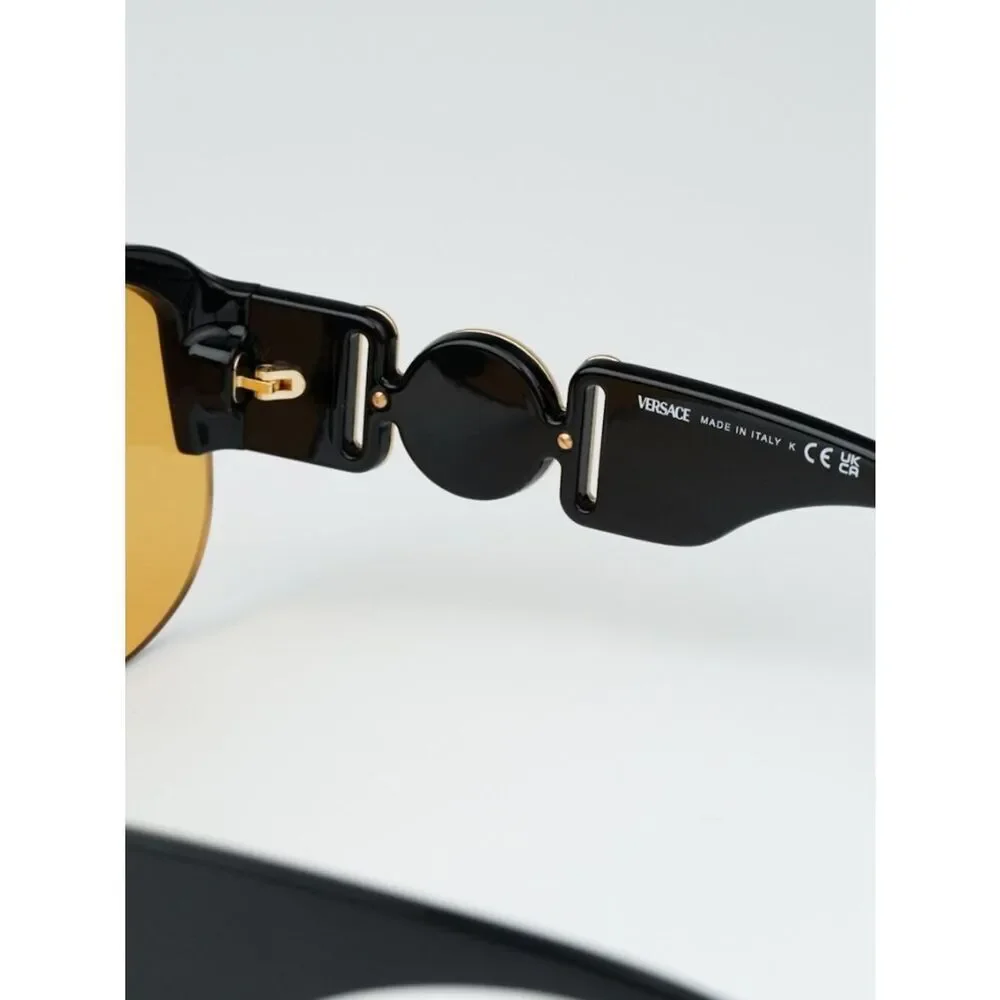 NEW Versace VE4391 GB1/7 Black Orange Shield Unisex Sunglasses